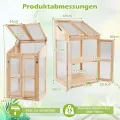 COSTWAY 2 Etagen Frühbeet, aus Holz & PC, Hochbeet wetterfest, Gewächshaus mit 2 Türen, Deckel & abnehmbaren Regalen, Pflanzenbeet Aufzuchtschrank Treibhaus, für Garten Balkon, 69 x 58 x 121 cm, Natur - Thumbnail 2