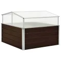 Gewächshaus with Verzinkter Stahl, Durable Material, Removable Roof, Blumenkasten Balkon, Hochbeete für Balkon, Pflanzkübel Outdoor, Brown, 100x100x85 cm - Thumbnail 8