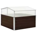 Gewächshaus with Verzinkter Stahl, Durable Material, Removable Roof, Blumenkasten Balkon, Hochbeete für Balkon, Pflanzkübel Outdoor, Brown, 100x100x85 cm - Thumbnail 1