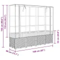Hochbeet mit Gewächshaus-Aufsatz, Polypropylen, Rattan-Optik, Hochbeet mit Abdeckung, Hochbeete für Garten, Balkon, Für Gärten usw, 160x40x153 cm - Thumbnail 9