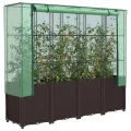 Hochbeet mit Gewächshaus-Aufsatz, Polypropylen, Rattan-Optik, Hochbeet mit Abdeckung, Hochbeete für Garten, Balkon, Für Gärten usw, 160x40x153 cm - Thumbnail 1