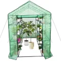 Gewächshaus 143x215x195Cm, Tomatengewächshaus Foliengewächshaus, Tomaten Gewächshaus Balkon Greenhouse Tomatenhaus Mit Rahmen Aus Verzinktem Stahl & Pe Gitterfolie, Treibhaus Für Garten Aufzucht, Grün - Thumbnail 10