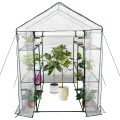 Gewächshaus 143x143x195Cm, Tomatengewächshaus Foliengewächshaus, Tomaten Gewächshaus Balkon Greenhouse Tomatenhaus Mit Rahmen Aus Verzinktem Stahl & Pe Gitterfolie, Treibhaus Für Garten Aufzucht, Grün - Thumbnail 7