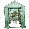 Gewächshaus 143x143x195Cm, Tomatengewächshaus Foliengewächshaus, Tomaten Gewächshaus Balkon Greenhouse Tomatenhaus Mit Rahmen Aus Verzinktem Stahl & Pe Gitterfolie, Treibhaus Für Garten Aufzucht, Grün - Thumbnail 1