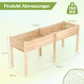 COSTWAY Hochbeet Holz Dual, Erhöhtes Gartenbeet, Pflanzkasten mit Trennwand & Drainagelöchern, Gemüsebeet Pflanzbeet rechteckig, Kräuterbeet für Balkon Garten Terrasse, 184 x 58 x 77 cm (Natur) - Thumbnail 3