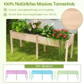 COSTWAY Hochbeet Holz Dual, Erhöhtes Gartenbeet, Pflanzkasten mit Trennwand & Drainagelöchern, Gemüsebeet Pflanzbeet rechteckig, Kräuterbeet für Balkon Garten Terrasse, 184 x 58 x 77 cm (Natur) - Thumbnail 5