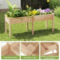 COSTWAY Hochbeet Holz Dual, Erhöhtes Gartenbeet, Pflanzkasten mit Trennwand & Drainagelöchern, Gemüsebeet Pflanzbeet rechteckig, Kräuterbeet für Balkon Garten Terrasse, 184 x 58 x 77 cm (Natur) - Thumbnail 8