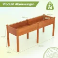 COSTWAY Hochbeet Holz Dual, Erhöhtes Gartenbeet, Pflanzkasten mit Trennwand & Drainagelöchern, Gemüsebeet Pflanzbeet rechteckig, Kräuterbeet für Balkon Garten Terrasse, 184 x 58 x 77 cm (Braun) - Thumbnail 3