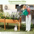 COSTWAY Hochbeet Holz Dual, Erhöhtes Gartenbeet, Pflanzkasten mit Trennwand & Drainagelöchern, Gemüsebeet Pflanzbeet rechteckig, Kräuterbeet für Balkon Garten Terrasse, 184 x 58 x 77 cm (Braun) - Thumbnail 6