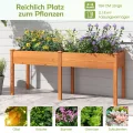 COSTWAY Hochbeet Holz Dual, Erhöhtes Gartenbeet, Pflanzkasten mit Trennwand & Drainagelöchern, Gemüsebeet Pflanzbeet rechteckig, Kräuterbeet für Balkon Garten Terrasse, 184 x 58 x 77 cm (Braun) - Thumbnail 7