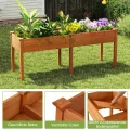 COSTWAY Hochbeet Holz Dual, Erhöhtes Gartenbeet, Pflanzkasten mit Trennwand & Drainagelöchern, Gemüsebeet Pflanzbeet rechteckig, Kräuterbeet für Balkon Garten Terrasse, 184 x 58 x 77 cm (Braun) - Thumbnail 8