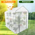 Gewächshaus 143x215x195Cm, Tomatengewächshaus Foliengewächshaus, Tomaten Gewächshaus Balkon Greenhouse Tomatenhaus Mit Rahmen Aus Verzinktem Stahl & Pe Gitterfolie, Treibhaus Für Garten Aufzucht, Weiß - Thumbnail 5