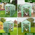 Gewächshaus 143x215x195Cm, Tomatengewächshaus Tomaten Gewächshaus Balkon Greenhouse Tomatenhaus, Foliengewächshaus Mit Rahmen Aus Verzinktem Stahl & PE Gitterfolie,Treibhaus Für Garten & Aufzucht,Grün - Thumbnail 7
