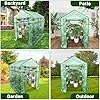 Gewächshaus 143x215x195Cm, Tomatengewächshaus Tomaten Gewächshaus Balkon Greenhouse Tomatenhaus, Foliengewächshaus Mit Rahmen Aus Verzinktem Stahl & PE Gitterfolie,Treibhaus Für Garten & Aufzucht,Grün - Thumbnail 2