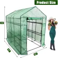 Gewächshaus 143x215x195Cm, Tomatengewächshaus Tomaten Gewächshaus Balkon Greenhouse Tomatenhaus, Foliengewächshaus Mit Rahmen Aus Verzinktem Stahl & PE Gitterfolie,Treibhaus Für Garten & Aufzucht,Grün - Thumbnail 3