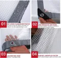 Transparente wasserdichte Abdeckplane, 4 x 8 m, robuste Netzabdeckung für Holz, Gartenmöbel, Pflanzen und Gewächshäuser, verstärkt mit Ösen und Seil, reißfeste Schutzfolie - Thumbnail 4