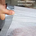 Transparente wasserdichte Abdeckplane, 4 x 8 m, robuste Netzabdeckung für Holz, Gartenmöbel, Pflanzen und Gewächshäuser, verstärkt mit Ösen und Seil, reißfeste Schutzfolie - Thumbnail 7