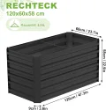 Hochbeet Metall,435L Pflanzkasten Hochbeete für Garten,Rostfreies Stahlblech Kräuterbeet, Verzinktes Gemüsebeetr Pflanzenbeet zum Anbau von Gemüse, Blumen, 120x60x58 cm Rechteckigl,Schwarz S - Thumbnail 4