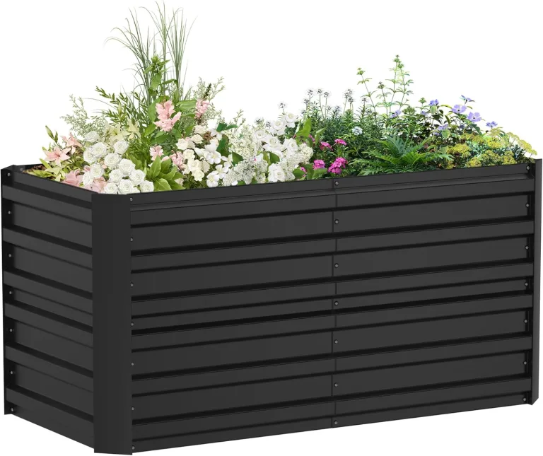 Hochbeet Metall,975L Pflanzkasten Hochbeete für Garten,Rostfreies Stahlblech Kräuterbeet, Verzinktes Gemüsebeet Pflanzenbeet zum Anbau von Gemüse, Blumen, 180x90x58 cm Rechteckigl,Schwarz M – Bild 1
