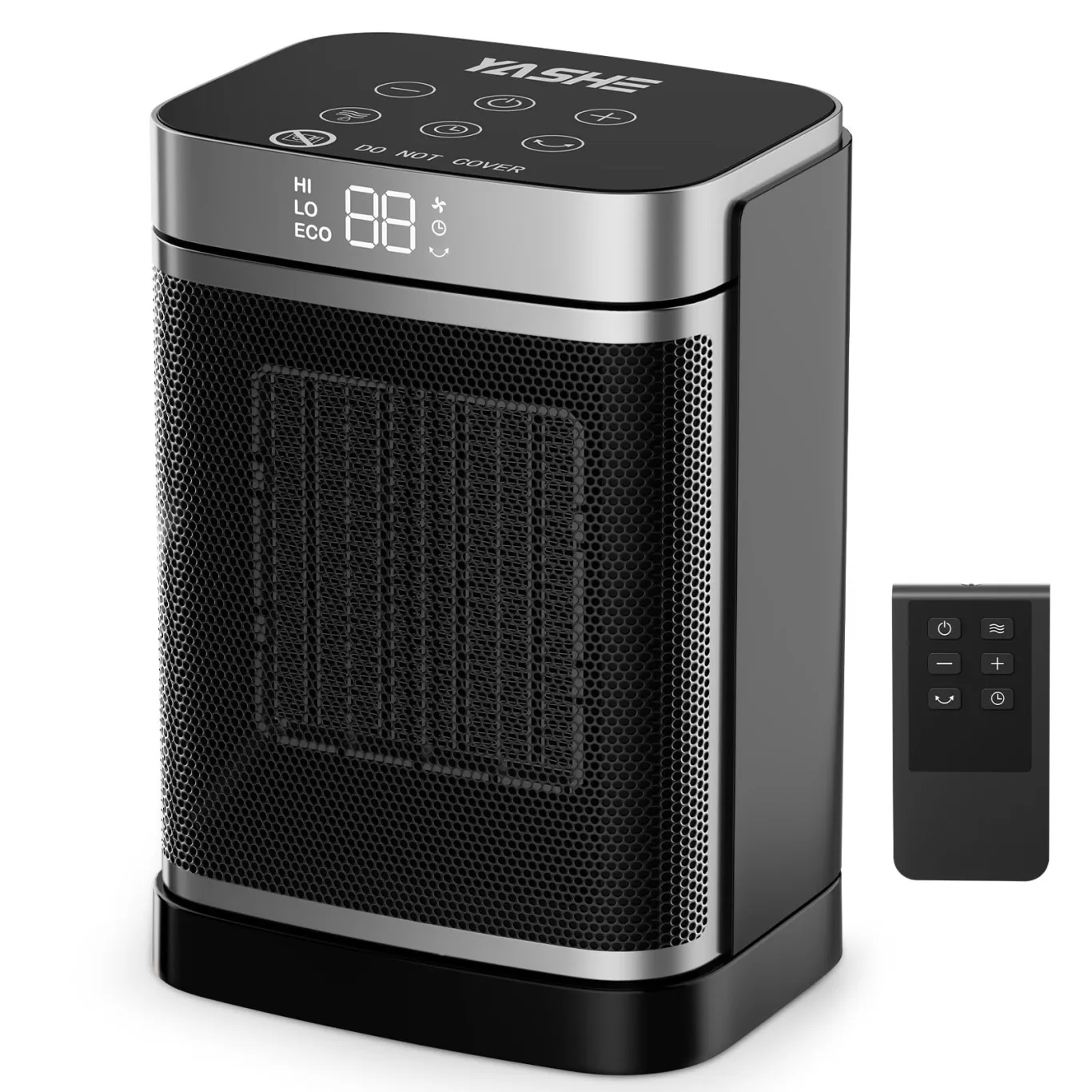 YASHE Heizlüfter Energiesparend 1500W Heizung Elektrisch mit Fernbedienung, Thermostat PTC-Keramik Heizung 70° Oszillierend 24-Std-Timer Überhitzungs-Kippschutz Kindersicherung - Bild 1