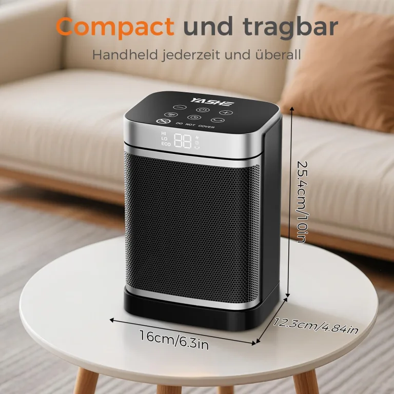 YASHE Heizlüfter Energiesparend 1500W Heizung Elektrisch mit Fernbedienung, Thermostat PTC-Keramik Heizung 70° Oszillierend 24-Std-Timer Überhitzungs-Kippschutz Kindersicherung – Bild 5