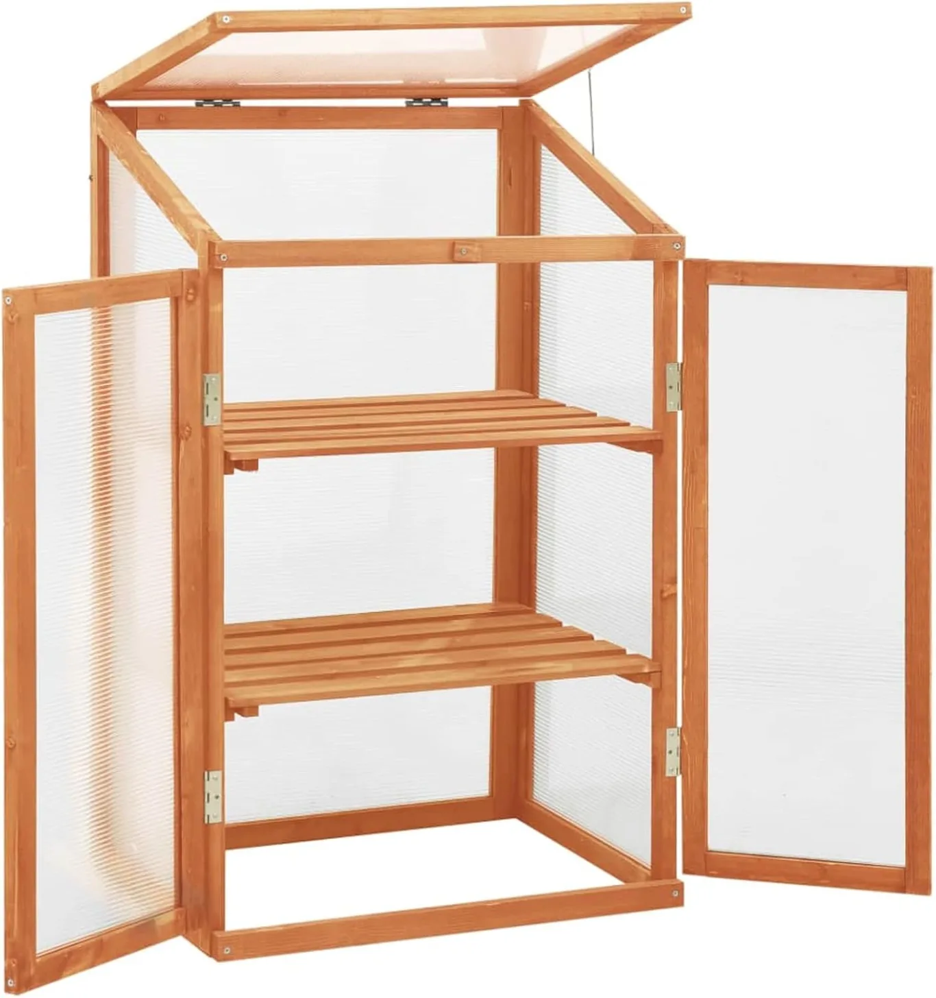 Holz-Gewächshaus: Großes, stabil & langlebig - Schutz vor Kälte, 2 Regale, PC-Platten, Zusammenbau erforderlich Model314848 - Bild 1