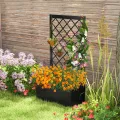 GOPLUS Blumenkasten mit Rankgitter, Hochbeet mit Spalier für Kletterpflanzen & Topfpflanzen, Tiefes Pflanzbeet mit Drainagelöchern für Balkon, Hinterhof & Garten (Schwarz, 63 x 31 x 112 cm) - Thumbnail 5