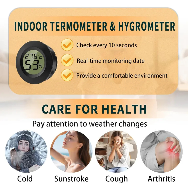 Hygrometer Thermometer Mini Digital Temperatur Luftfeuchtigkeitsmessgerät Rund Humidity Meter für Innenräume, Gewächshäuser, Terrarien, Gitarrenkoffer,Humidor, Inkubatoren & Glas (3er Pack) – Bild 3