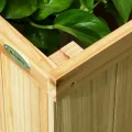 Outsunny Hochbeet mit Klappbarem Spalier, 133 x 165 cm Raumtrenner mit Sichtschutz, Pflanzkasten mit 4 Blumenkasten, Tannenholz Raumteiler für Balkon, Natur - Thumbnail 9