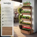tectake® Vertikalbeet mit 5 Etagen, Hochbeet aus Holz, Pflanztreppe, Hochbeet Balkon, Blumenbeet, Kräuterbeet, Gemüsebeet, Pflanzenregal, Blumenkasten Holz mit Pflanzvlies - braun, 81 x 52 x 180 cm - Thumbnail 2