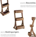 tectake® Vertikalbeet mit 3 Etagen, Hochbeet aus Holz, Pflanztreppe, Hochbeet Balkon, Blumenbeet, Kräuterbeet, Gemüsebeet, Pflanzenregal, Blumenkasten Holz mit Pflanzvlies - braun, 60 x 49 x 140 cm - Thumbnail 4