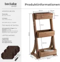 tectake® Vertikalbeet mit 3 Etagen, Hochbeet aus Holz, Pflanztreppe, Hochbeet Balkon, Blumenbeet, Kräuterbeet, Gemüsebeet, Pflanzenregal, Blumenkasten Holz mit Pflanzvlies - braun, 60 x 49 x 140 cm - Thumbnail 7