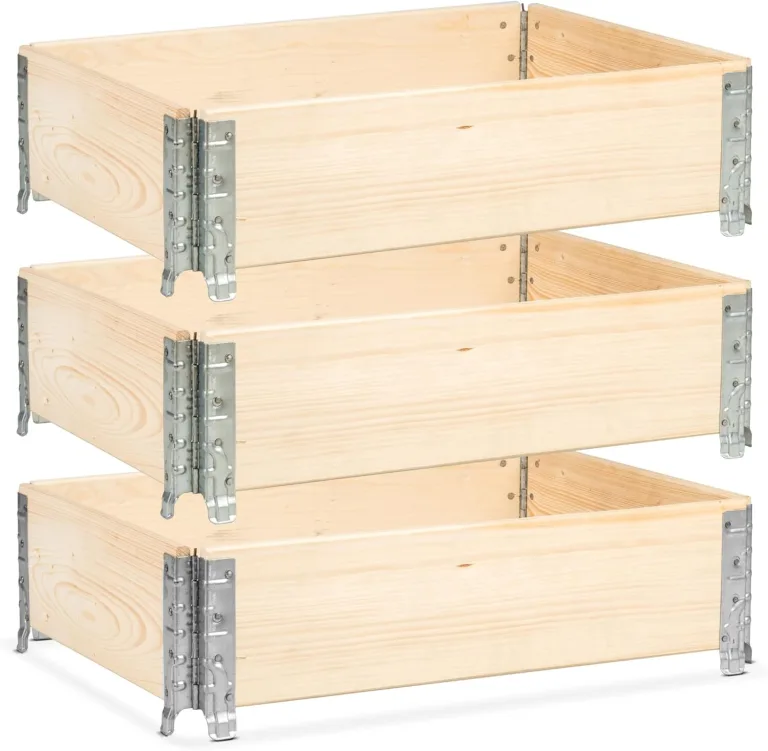 gardivo Hochbeet 80 x 60 x 20 cm - 3-teilig halbe Europalette Rahmen aus Holz, Garten Hochbeete, Beeteinfassung, Holzrahmen, stapelbar, steckbar – Bild 1