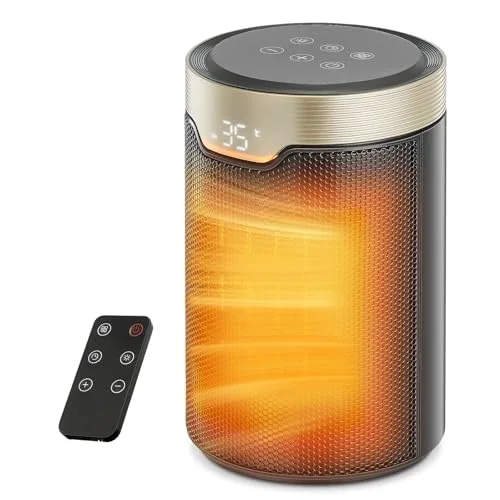 Heizlüfter Energiesparend, 24 Std Timer 32 dB Leiser 1500W PTC Keramik Elektrischer Heizlüfter mit Thermostat, Überhitzungs- & Kippschutz, Elektroheizung für Räume Schlafzimmer, ECO-Modus, Glod – Bild 9
