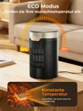 Heizlüfter Energiesparend, 24 Std Timer 32 dB Leiser 1500W PTC Keramik Elektrischer Heizlüfter mit Thermostat, Überhitzungs- & Kippschutz, Elektroheizung für Räume Schlafzimmer, ECO-Modus, Glod - Thumbnail 4