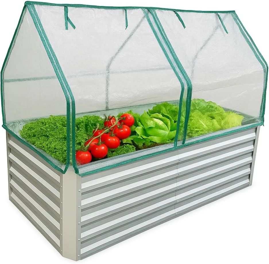 Gabiona Hochbeet Metall verzinkt 184x90x60 cm mit Aufsatz – Großes Hochbeet & Frühbeet für Garten, Gemüse, Kräuter & Blumen – Wetterfest, rostfrei, stabil – 990 L Volumen – Pflanzkasten rechteckig - Bild 1