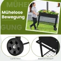 COSTWAY Hochbeet Metall, Erhöhtes Gartenbeet mit 2 Rollen & Ablage, Pflanzkasten mit Haken & Griff, Kräuterbeet Gemüsebeet groß, für Balkon Garten Terrasse, 95 x 40 x 80 cm (Schwarz) - Thumbnail 7