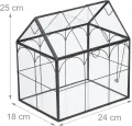 Relaxdays Pflanzenterrarium, Glas & Zinn, Deko Glashaus für Kakteen & Moos, Glaskasten für Fensterbank, schwarz - Thumbnail 4