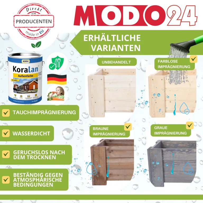 Pflanzkübel aus Holz, Hochbeet mit Schutzfolie, Kiefernholz Pflanzkasten Blumenkasten für Outdoor Garten Terrasse Balkon, Wetterfest, Stabil & Dekorativ, 30x100x33 cm Farbe: Braun imprägniert – Bild 2