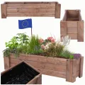Pflanzkübel aus Holz, Hochbeet mit Schutzfolie, Kiefernholz Pflanzkasten Blumenkasten für Outdoor Garten Terrasse Balkon, Wetterfest, Stabil & Dekorativ, 30x100x33 cm Farbe: Braun imprägniert - Thumbnail 1