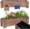 Pflanzkübel aus Holz, Hochbeet mit Schutzfolie, Kiefernholz Pflanzkasten Blumenkasten für Outdoor Garten Terrasse Balkon, Wetterfest, Stabil & Dekorativ, 30x137x33 cm Farbe: Braun imprägniert - Thumbnail 1