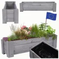 Pflanzkübel aus Holz, Hochbeet mit Schutzfolie, Kiefernholz Pflanzkasten Blumenkasten für Outdoor Garten Terrasse Balkon, Wetterfest, Stabil & Dekorativ, 30x137x33 cm Farbe: Grau imprägniert - Thumbnail 1