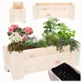 Pflanzkübel aus Holz, Hochbeet mit Schutzfolie, Kiefernholz Pflanzkasten Blumenkasten für Outdoor Garten Terrasse Balkon, Natürlich, Stabil & Dekorativ, 30x60x33 cm Farbe: Natur unbehandelt - Thumbnail 1