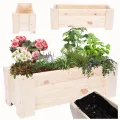 Pflanzkübel aus Holz, Hochbeet mit Schutzfolie, Kiefernholz Pflanzkasten Blumenkasten für Outdoor Garten Terrasse Balkon, Natürlich, Stabil & Dekorativ, 30x80x33 cm Farbe: Natur unbehandelt - Thumbnail 1