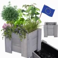 Pflanzkübel aus Holz, Hochbeet mit Schutzfolie, Kiefernholz Pflanzkasten Blumenkasten für Outdoor Garten Terrasse Balkon, Wetterfest, Stabil & Dekorativ, 30x30x33 cm Farbe: Grau imprägniert - Thumbnail 1