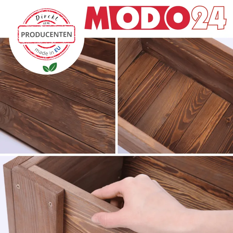 Pflanzkübel aus Holz, Hochbeet mit Schutzfolie, Kiefernholz Pflanzkasten Blumenkasten für Outdoor Garten Terrasse Balkon, Wetterfest, Stabil & Dekorativ, 30x60x33 cm Farbe: Braun imprägniert – Bild 9