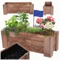 Pflanzkübel aus Holz, Hochbeet mit Schutzfolie, Kiefernholz Pflanzkasten Blumenkasten für Outdoor Garten Terrasse Balkon, Wetterfest, Stabil & Dekorativ, 30x90x33 cm Farbe: Grau imprägniert - Thumbnail 10