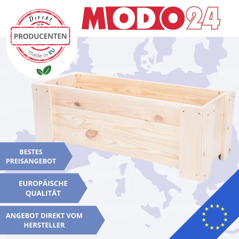Pflanzkübel aus Holz, Hochbeet mit Schutzfolie, Kiefernholz Pflanzkasten Blumenkasten für Outdoor Garten Terrasse Balkon, Wetterfest, Stabil & Dekorativ, 30x100x33 cm Farbe: Grau imprägniert – Bild 7