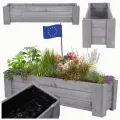 Pflanzkübel aus Holz, Hochbeet mit Schutzfolie, Kiefernholz Pflanzkasten Blumenkasten für Outdoor Garten Terrasse Balkon, Wetterfest, Stabil & Dekorativ, 30x100x33 cm Farbe: Grau imprägniert - Thumbnail 1