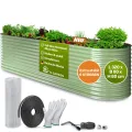 TTL GARDEN 400x80x80cm Nature XXL Metall Hochbeet Salbei-Grün - Stahl rostfrei verzinkt & lackiert Wellblech oval 80cm hoch sehr stabil Garten Beet für Gemüse Kräuter Blumen Gartenbeet Gemüsebeet - Thumbnail 9